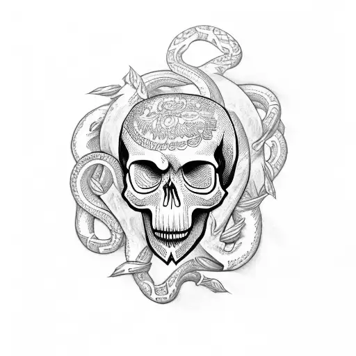 Skull With Snake
