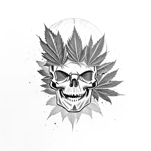 A Halloween-themed Skull With Cannabis Leaves As The Eyes