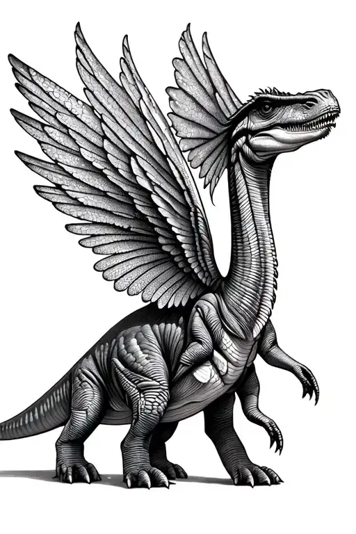 Brachiosaurus With Fairy Wings Flying