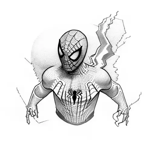 A Dotwork Tattoo Of Tom Holland As Spiderman Swinging Through A Coffee Cup