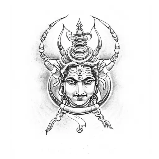 Scorpio With Hindu God Shiva Trident