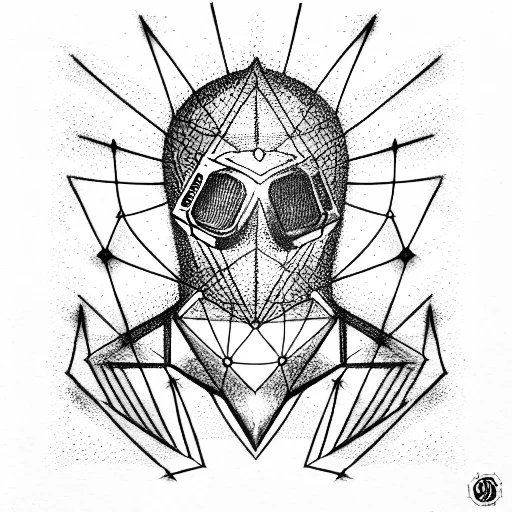 Geometric Tattoo With Anchor And Diving Helmet