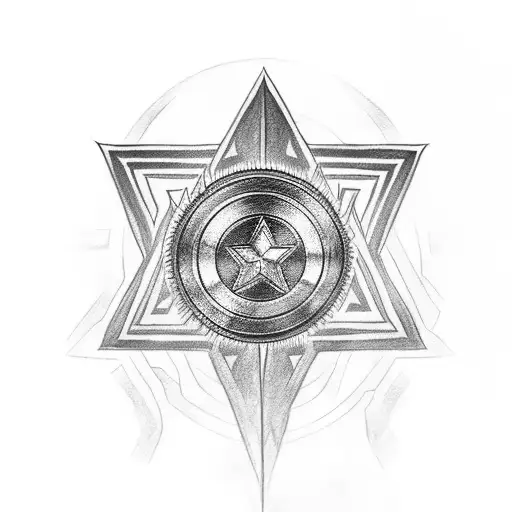 Aztec With Captain America Shield And Marvel Characters