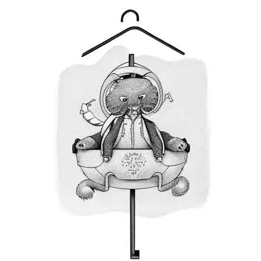 A Clothing Hanger With A Cartoon Character Hanging From It