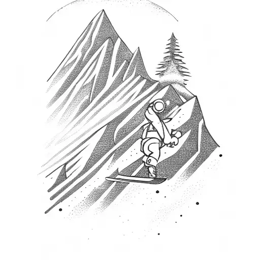 A Skier Gracefully Descending A Mountain Slope With An Anchor Incorporated Into The Background