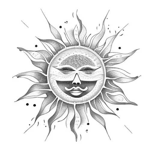 Black Ink Sun Coming Over Beach Or Tropical Setting