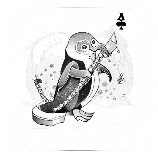 Penguen Trapped In A Playing Card