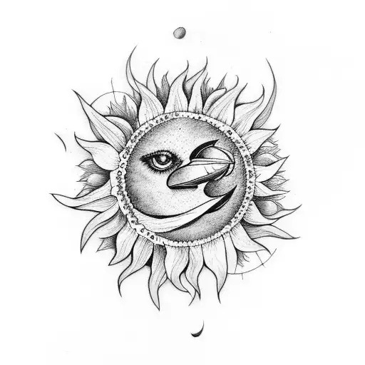 Cresent Moon Shaped Sunflowers With Crow