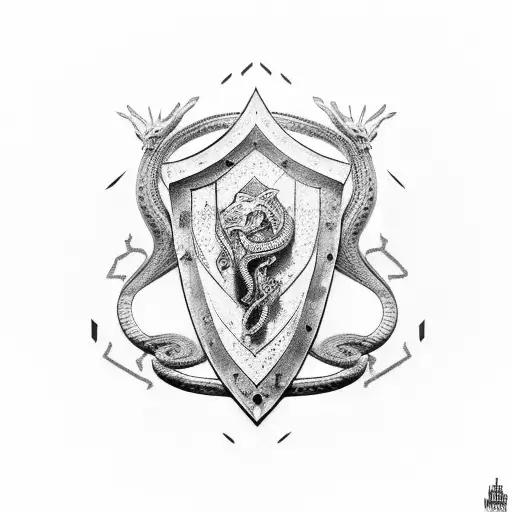 Roman Shield With A Snake On It