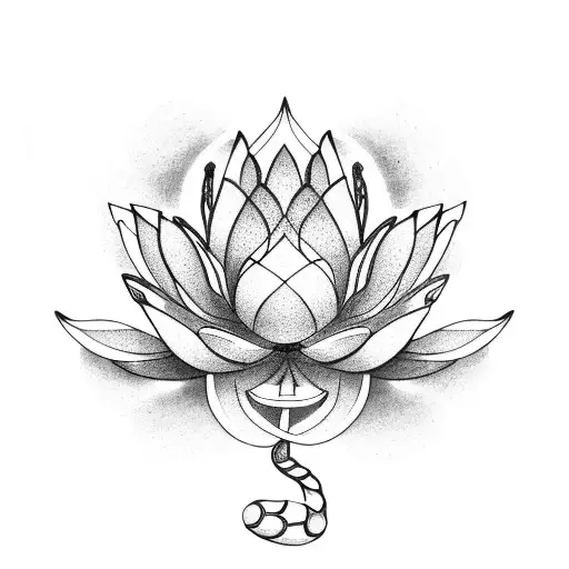 Tree Of Life Lotus Flower And Snake All Together