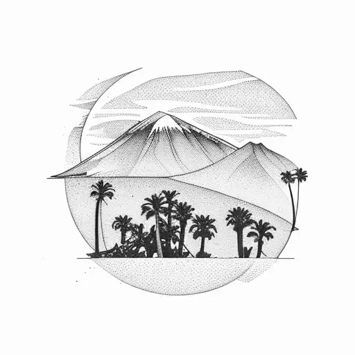 Tenerife Island With Palm Tree And The Teide Mountain