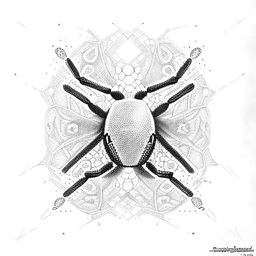 Black Widow Spider With Intricate Dotwork Patterns On Its Body