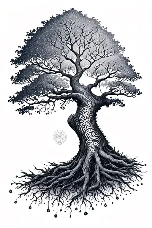 Throat Tattoo Tree Symetric Lighting