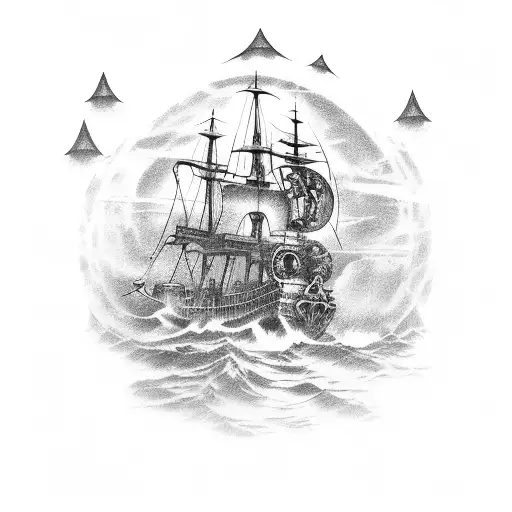 Ghost Pirate Ship With Only 2 Masts And 5 Cannons