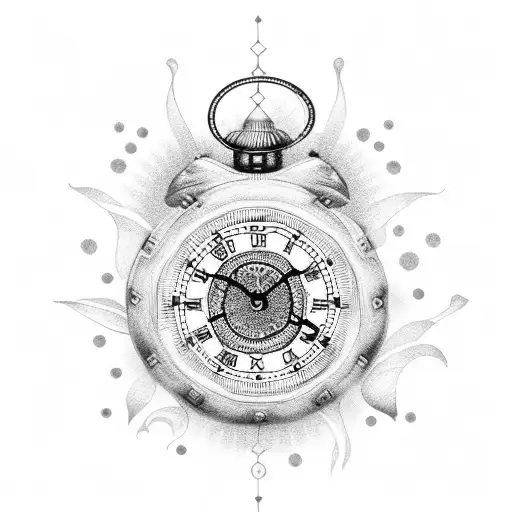 Jasmine Flower And Clock Steampunk