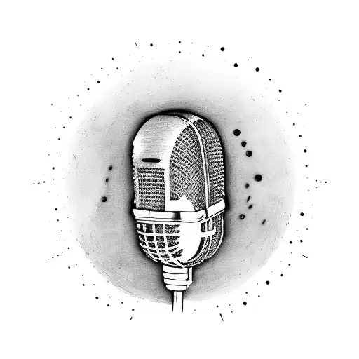 Vintage Microphone With Music Notes