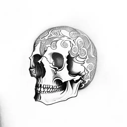 An Intricately Detailed Skull Surrounded By Swirling Smoke