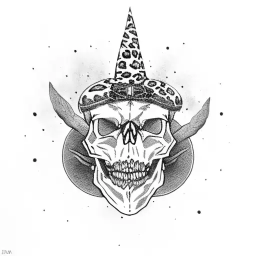 Skull With Leopard Head As A Hat