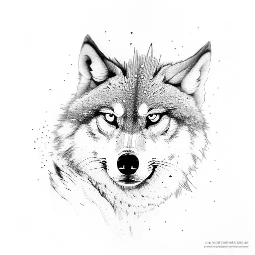 Lone Wolf In Background Of The Trees