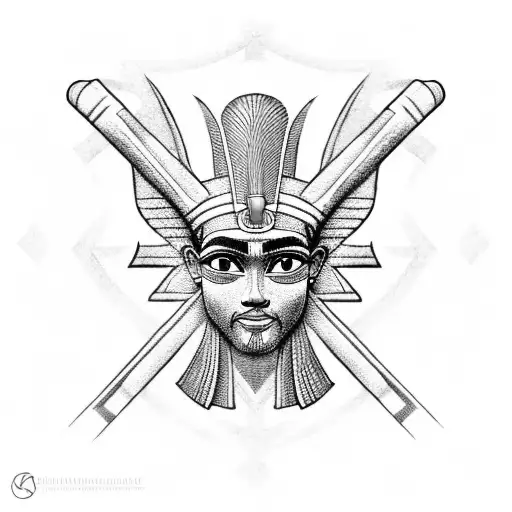 An Egyptian Ankh Symbol Intertwined With A Law Scale