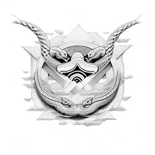 Cross With Three Headed Snake