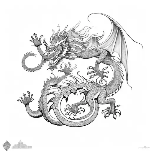 Dragon And Lion Fighting Together