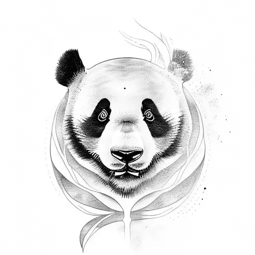 A Large Panda Tattoo Where One Half Shows Aggression And The Other Side Shows Calmness