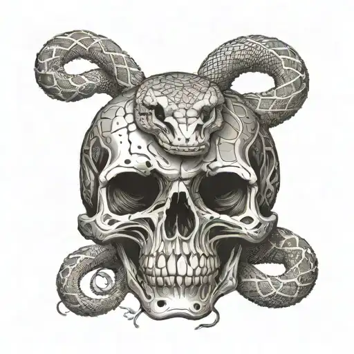 Snake Wrapped Around A Skull