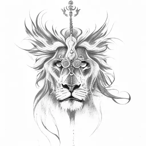 Burning Feather Inside A Lion Skull