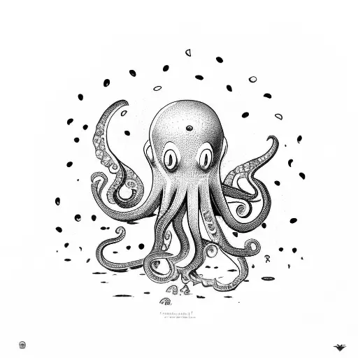 A Joyful Octopus Playing A Guitar Surrounded By Colorful Mushrooms