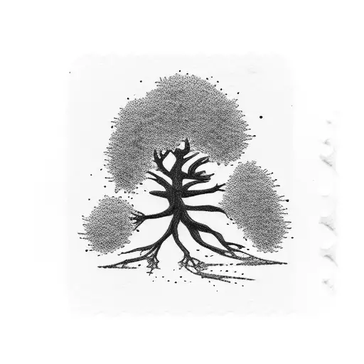 Young Juniper Tree Inside A Small Stamp