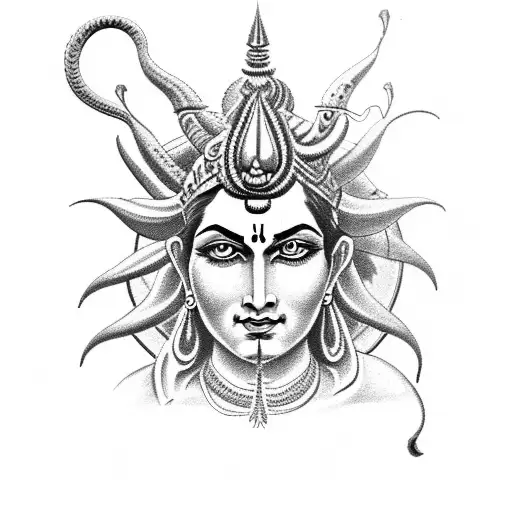 Trishul With Shiva And Snake
