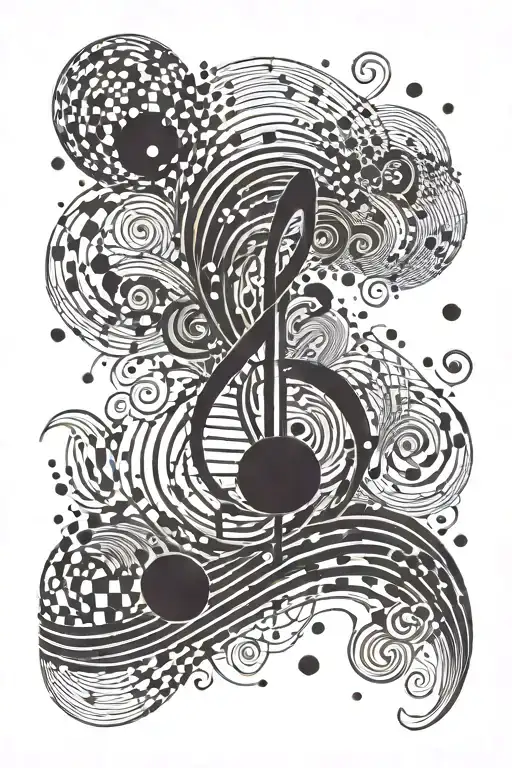 An Abstract Design Incorporating Lp Logo And Music Waves