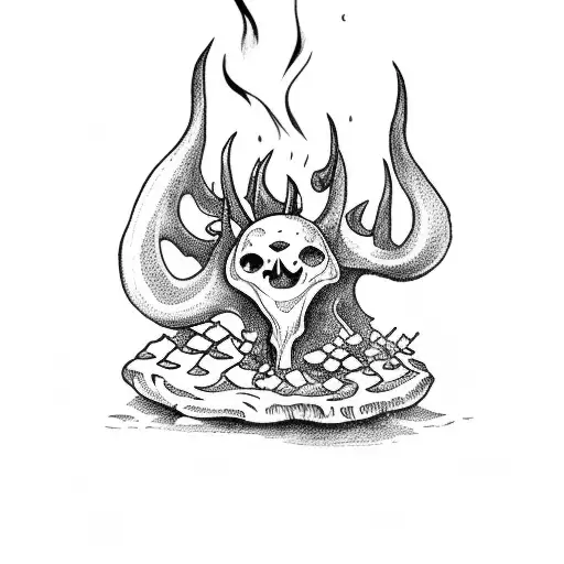 Devil Sitting On Mushroom With Sword Smoking Cigarette