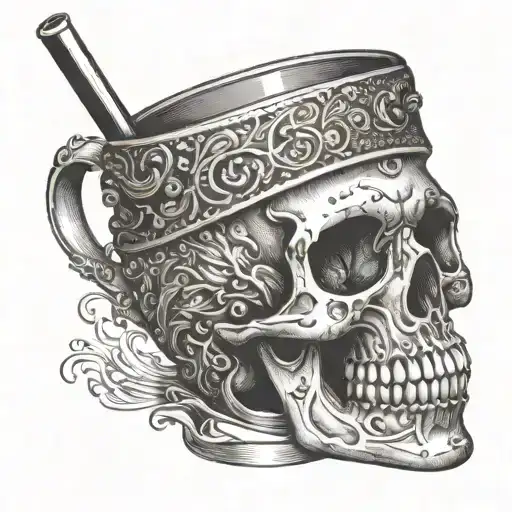 Skull Cup With Drinking Straw