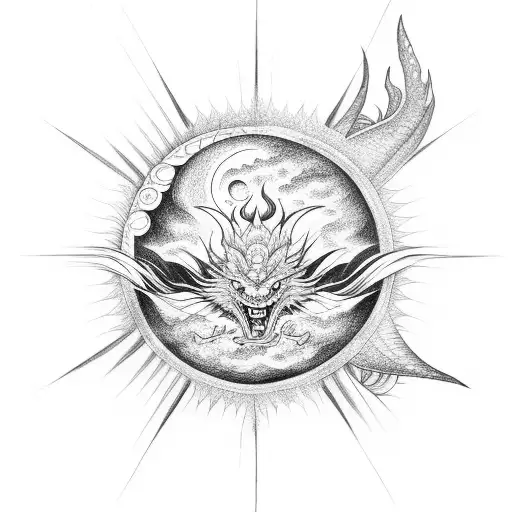 Dragon With The Sun And The Moon