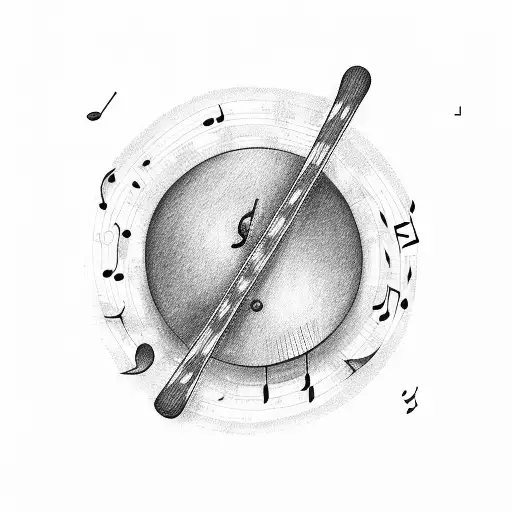 Drum Stick With Music Notes