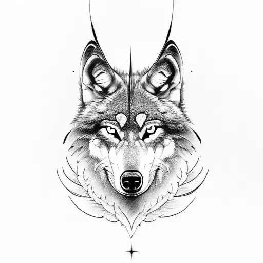 Wolf Head With Transition To Angel Wings With Transition To Dark Forest On Horizon