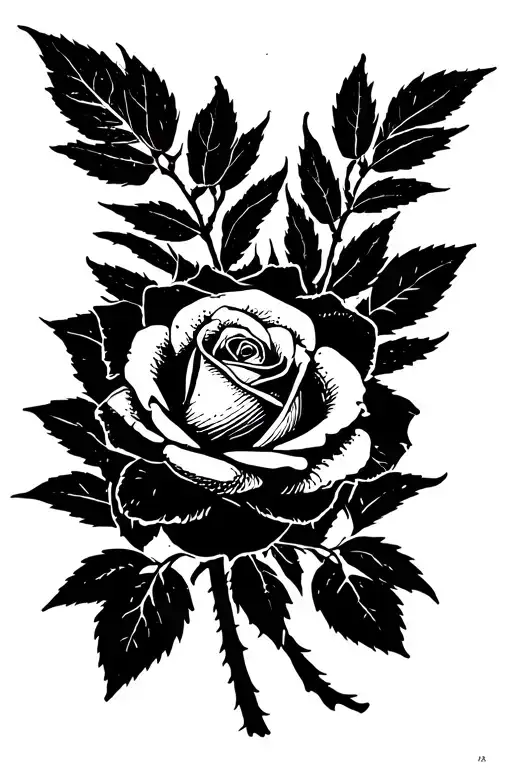 A Rose Standing Next To A Sprig Of Sage