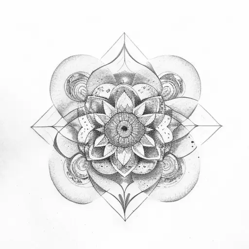 Phases Of The Moon With Flowers And Butterflies And Straight Lines