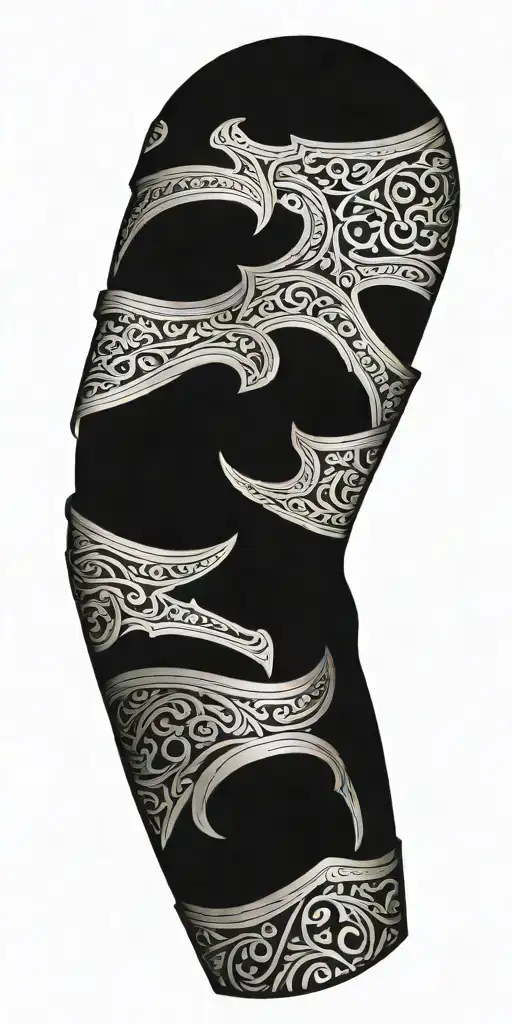 An Intricate Armor-themed Tattoo With Poetic Verses Woven Into The Design