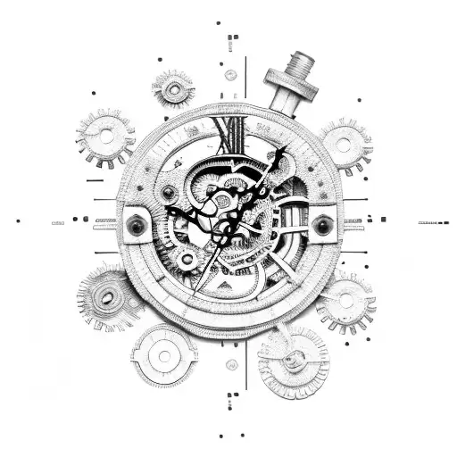 A Detailed Illustration Of A Destroyed Clock With Gears And Circuitry Intertwined