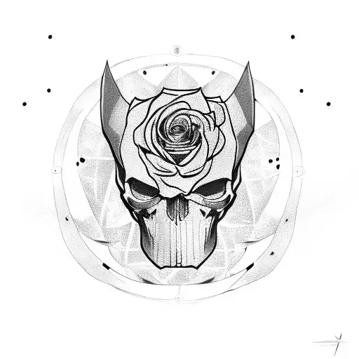 Rose In A Skull With Black Panther