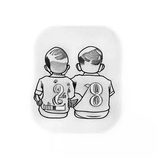 Father And Son Holding Hand With 1969 And 2004 Numbers In Backs