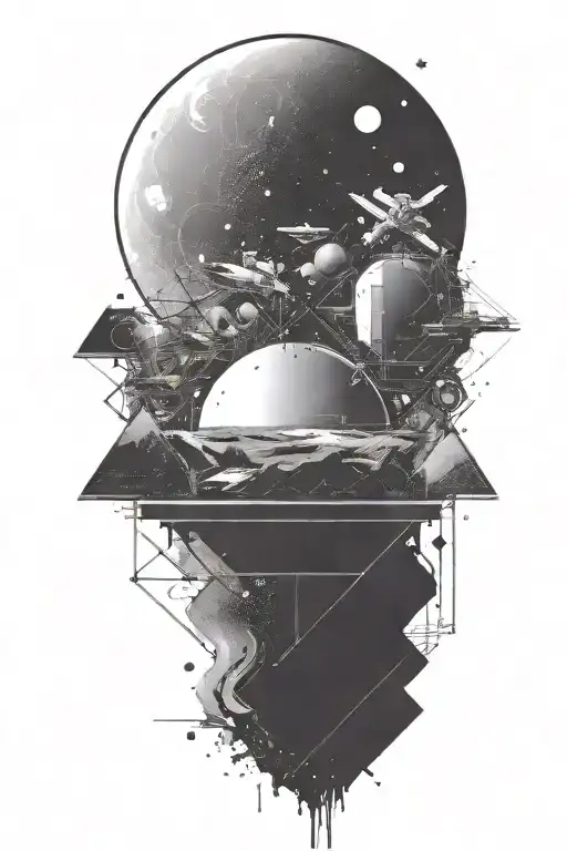 A Space Landscape Inspired By Technology That Incorporates A Tiny Amount Of Cyan