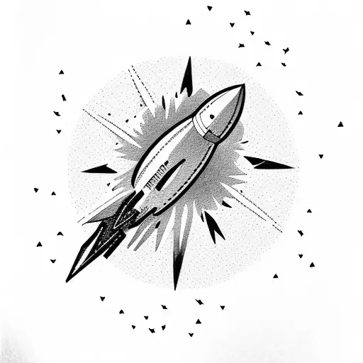 Abstract Representation Of Freedom With A Soaring Rocket And Birds In Flight