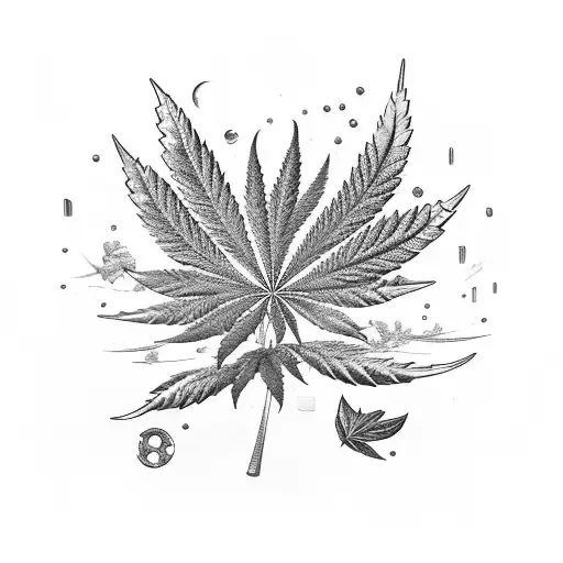 A Car Engine With Marijuana Leaves As Pistons