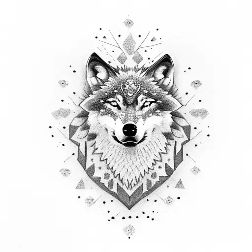 Wolf Face Coming Out Of Flower