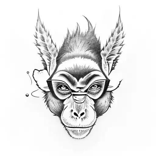 Monkey With Purple Back Pack Riding A Donkey