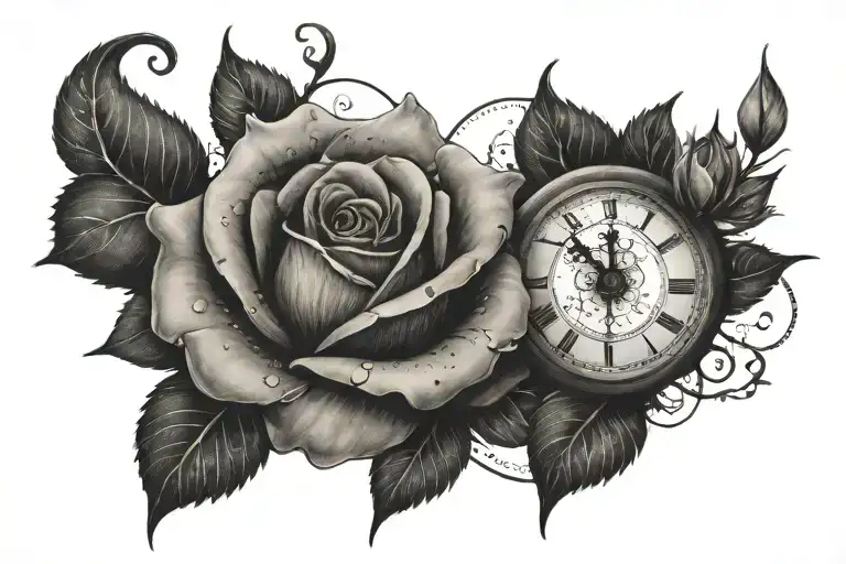 Two Rose With A Clock Inside